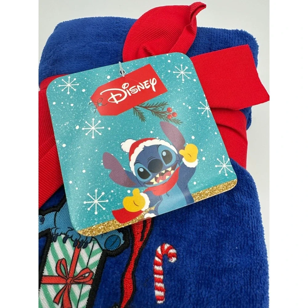 Disney Lilo & Stitch 2 Pack Christmas Holiday Bathroom Towels 16 X 28 Blue New